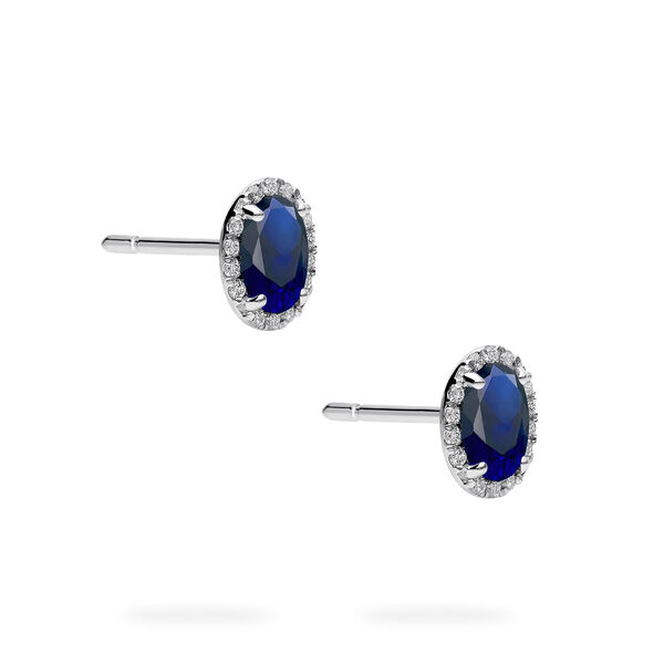 Boucles d'oreilles en or blanc avec saphirs et diamants